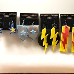 Comic Book Bundle - Hand Crafted Dangle Earrings - Stars & Lightening Bolts